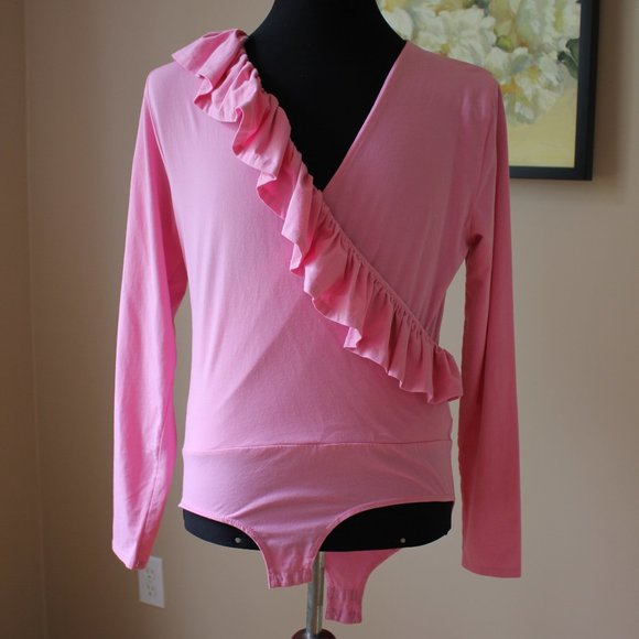 J. Crew Ruffle Front Wrap Bodysuit - Picture 2 of 4